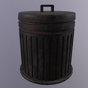 Trash Can Game Ready Low Poly 3D