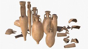 asset amphoras - terracotta 3D