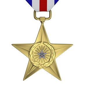 silver star medal 3d model