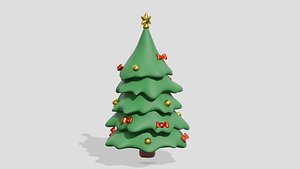 Beautiful Christmas fir tree with bow 3D model