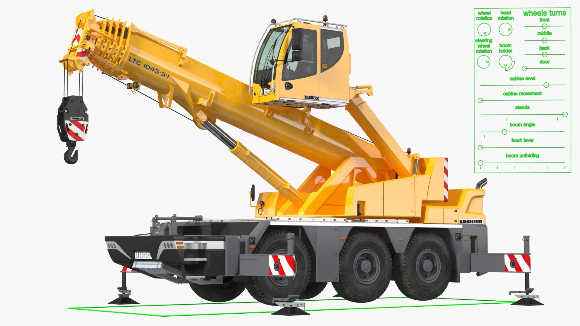 Compact Mobile Crane Liebherr LTC 1050 31 Rigged 3D model preview