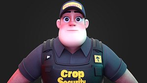 3D Stylized Security Guard Character Rigged 3D Model