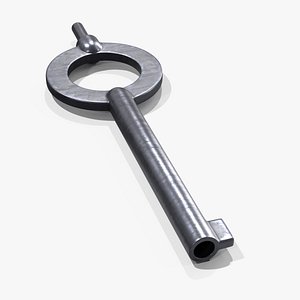 Worn Steel Handcuff Key with Ring Handle Silver