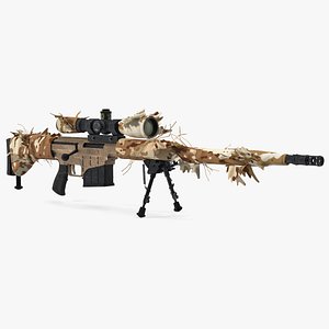 3D Rifle Barrett 98 Bravo Ghillie Wrap model