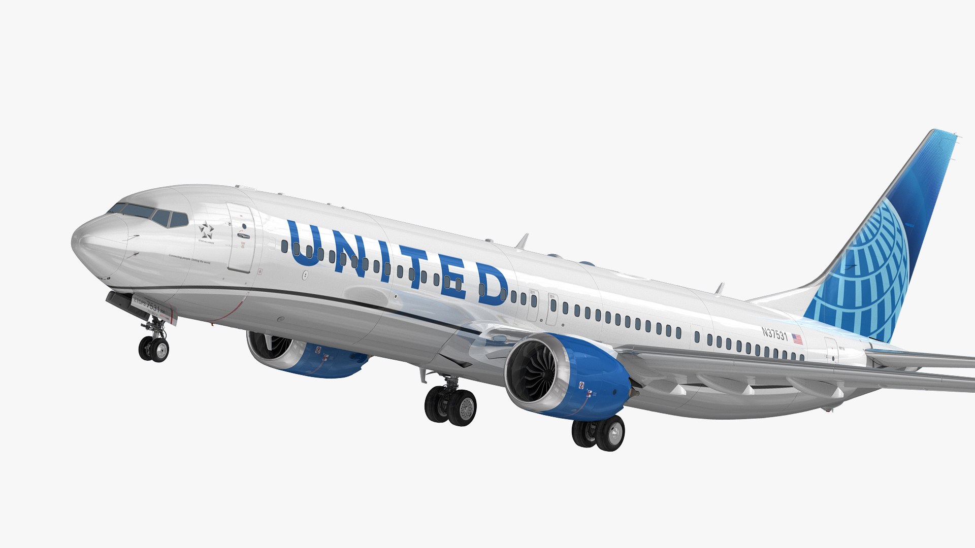 보잉 737-9 MAX 유나이티드 항공 3D 모델 - TurboSquid 1984269