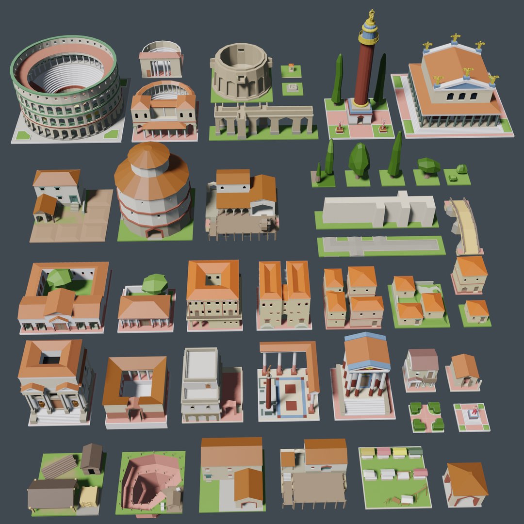 3D Rome Lowpoly city set https://p.turbosquid.com/ts-thumb/gV/ARbC72/Mg/romecitypreview1/png/1686572391/1920x1080/fit_q87/69b715e09dfc9e72f6b8f3d0d7eff07714a8f5d3/romecitypreview1.jpg