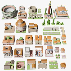 3D Rome Lowpoly city set
