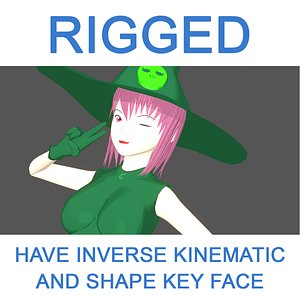 witch girl skull rod 3D model