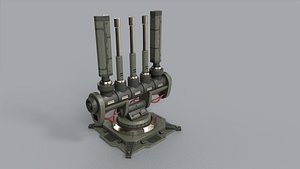 3D lowpoly Scifi Turret Rigged in Maya model
