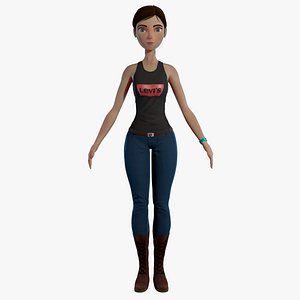 Cartoon Brunette Girl