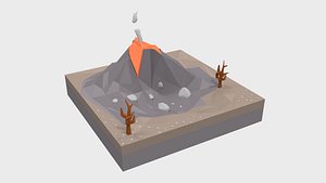 cartoon volcano scene model