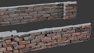 Damaged Brick Wall Scan 3D model