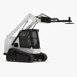 Compact Track Loader with Forestry Saw Attachment Rigged 3D model