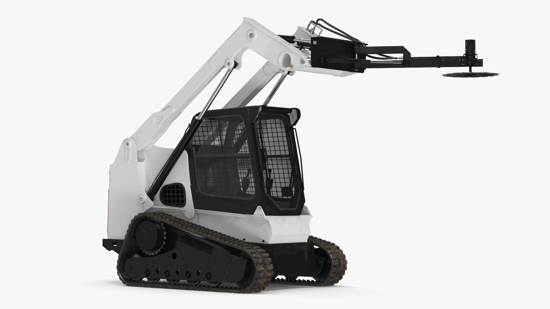 Compact Track Loader with Forestry Saw Attachment Rigged 3D model preview