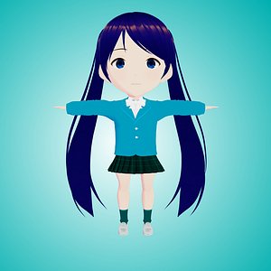 Melissha Cute Anime Style Schoolgirl 3D Character Model For Vtuber VRM