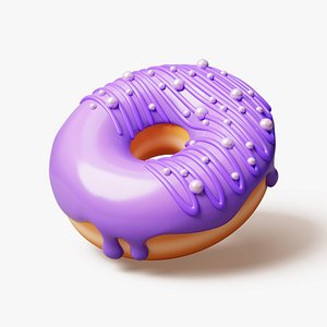 Purple Donut with Pearls 3D model