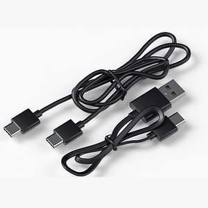Type-C USB-C to USB cable black charge 3D model