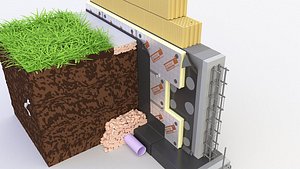 3D model thermal insulation brick wall