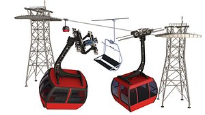 3D Ski Gondola Lift Towers  collection model