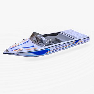 3D Speddboat 017 Low-poly PBR