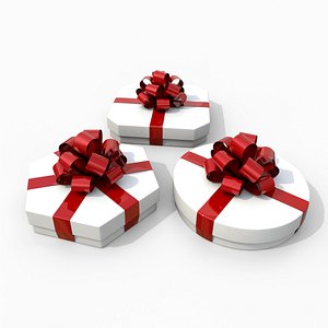 3D Gift Boxes - Flat Trio with Tied Ribbon Rosette model