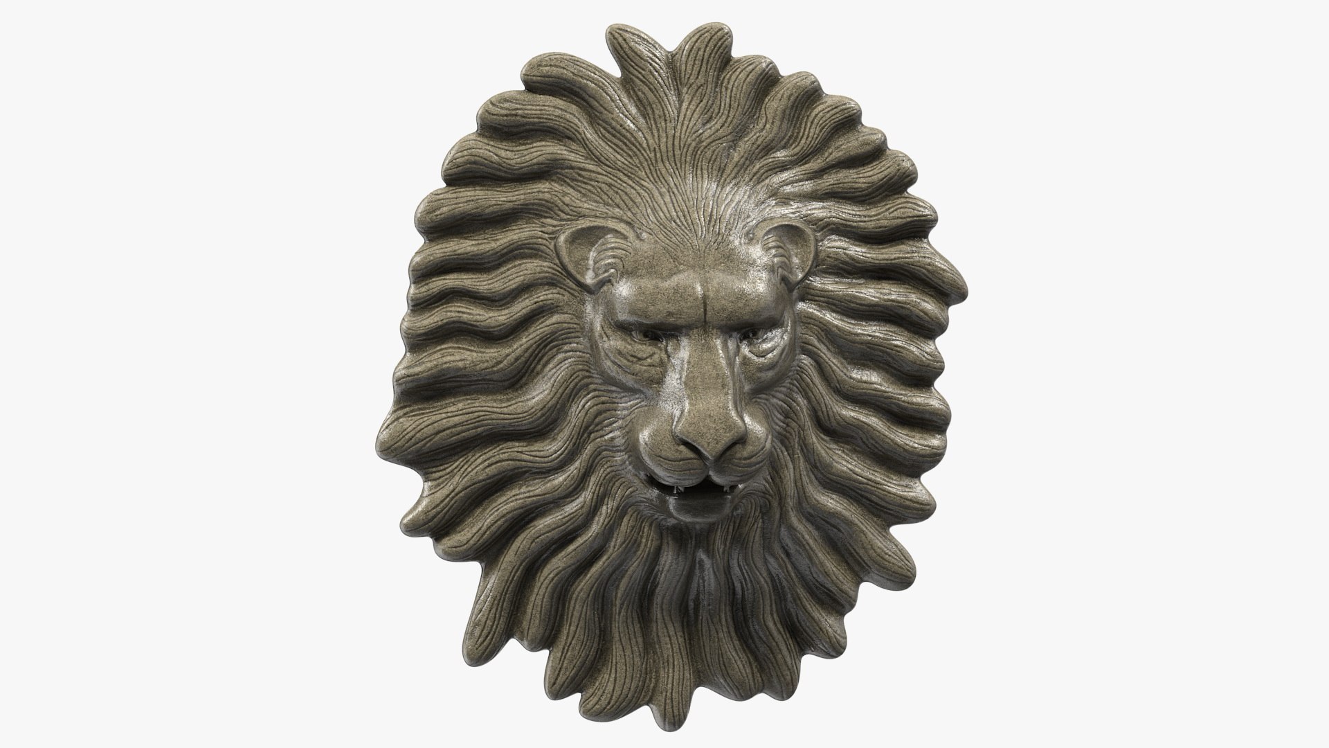 Lion Head Stone Relief 3D model preview