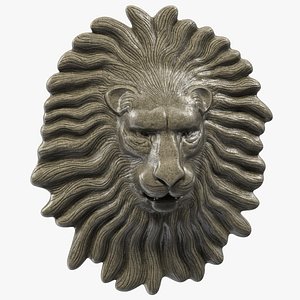 3D lion head stone relief