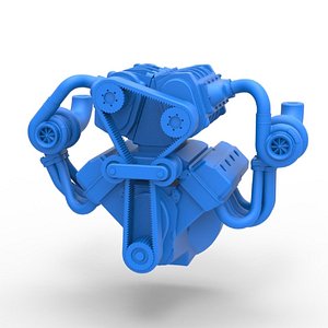 Diecast Twin turbo supercharged V8 Engine Version 7 Scale 1 to 25 3D model