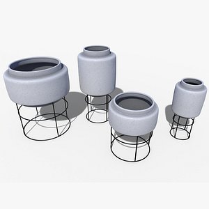3D Pots Stand Ceramic Set