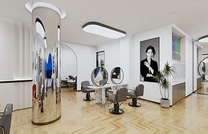 Modern Barber Shop - Full 3D Scene