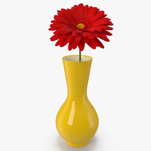 3D red gerbera daisy vase