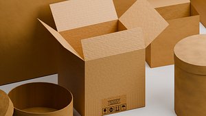 Cardboard Boxes 3D Model Collection