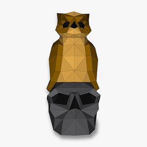 OWL ON SKULL 3D Papercraf 3D model