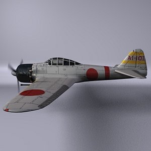 mitsubishi a6m3 zero 3d obj