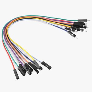 3D Jumper Wires Bented Multicolored model