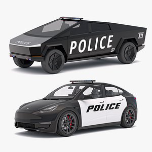 3D Tesla Police Car Collection