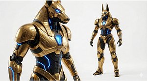 Sci-Fi Anubis Statue - Mecha Egyptian Guardian Prop model