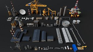 3D Refinery Factory Power Plant Mega Pack Collection