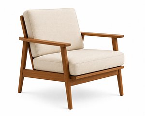 3D model Mid Century Modern Wooden Lounge Armchair