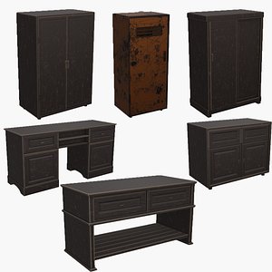 3D Old cupboards and drawers model