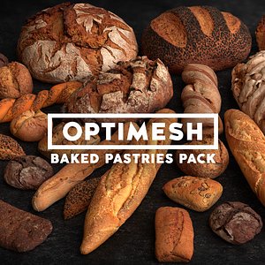 pastries rolls breads pack 3D model