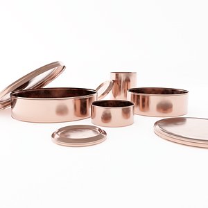 3D Flat Round Cake Cheesecake Tin Can Collection 4 Pieces