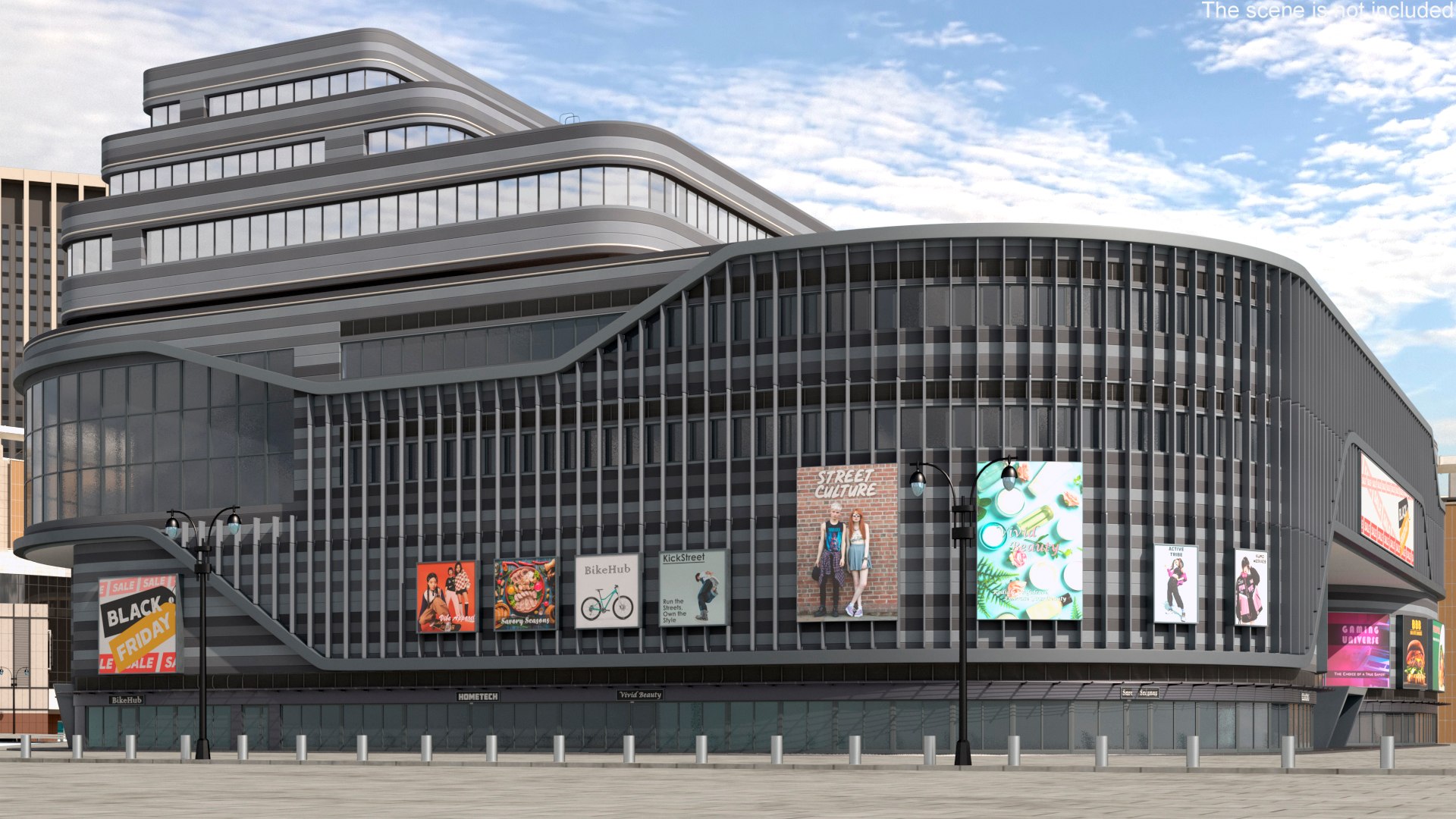 3D Model Modern Shopping Mall Complex - TurboSquid 2402299