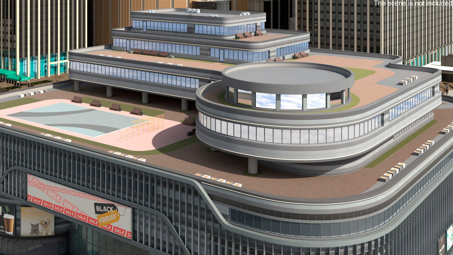 3D Model Modern Shopping Mall Complex - TurboSquid 2402299