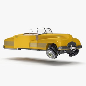 3D Yellow Hover Retro Car Rigged