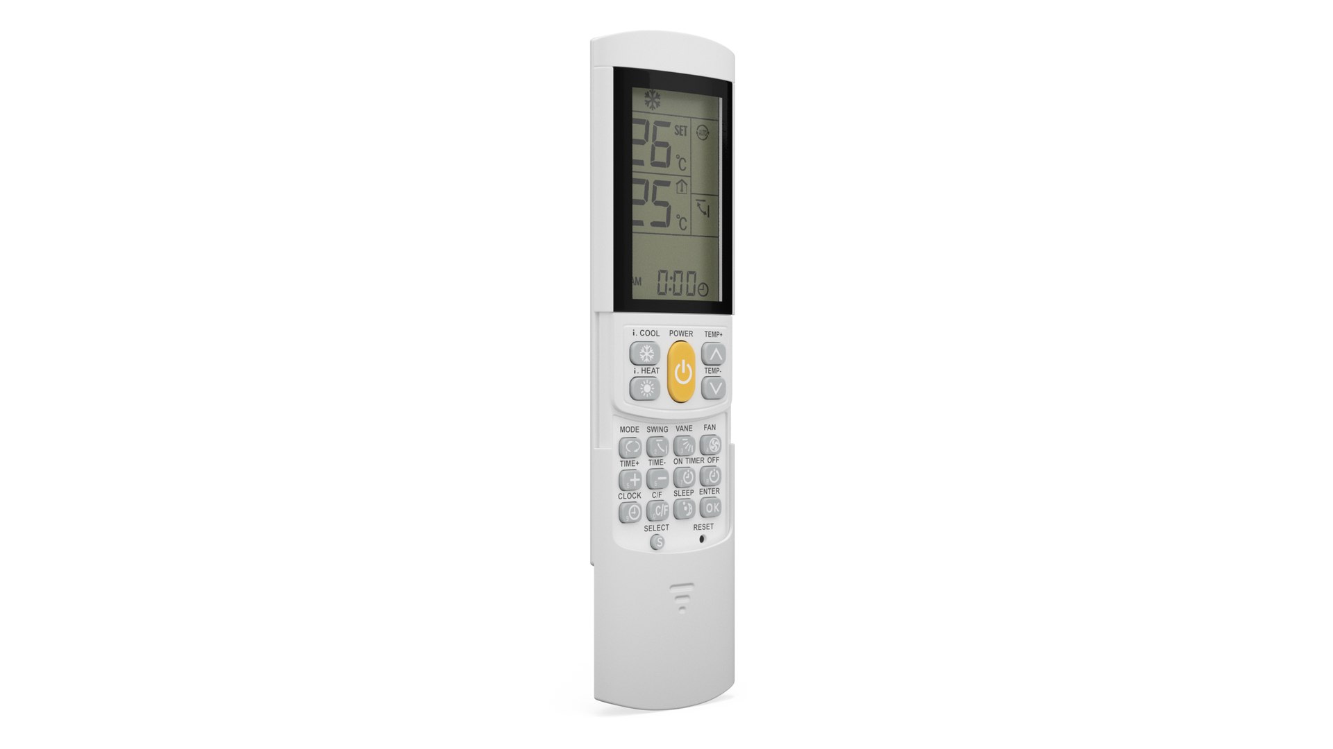 Air Conditioner Remote Control White 3D model preview