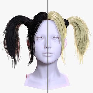 Stylish Twin Ponytails  Realistic 3D Hairstyle
