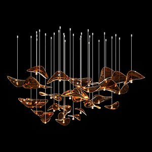 Wave Floating Leaf Chandelier 3D model