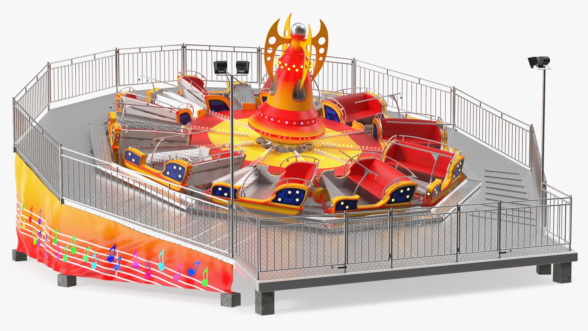 Flat Ride Attraction Rigged 3D model preview