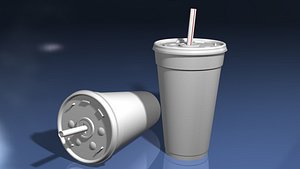 Styrofoam Cup with Plastic Lid and Straw